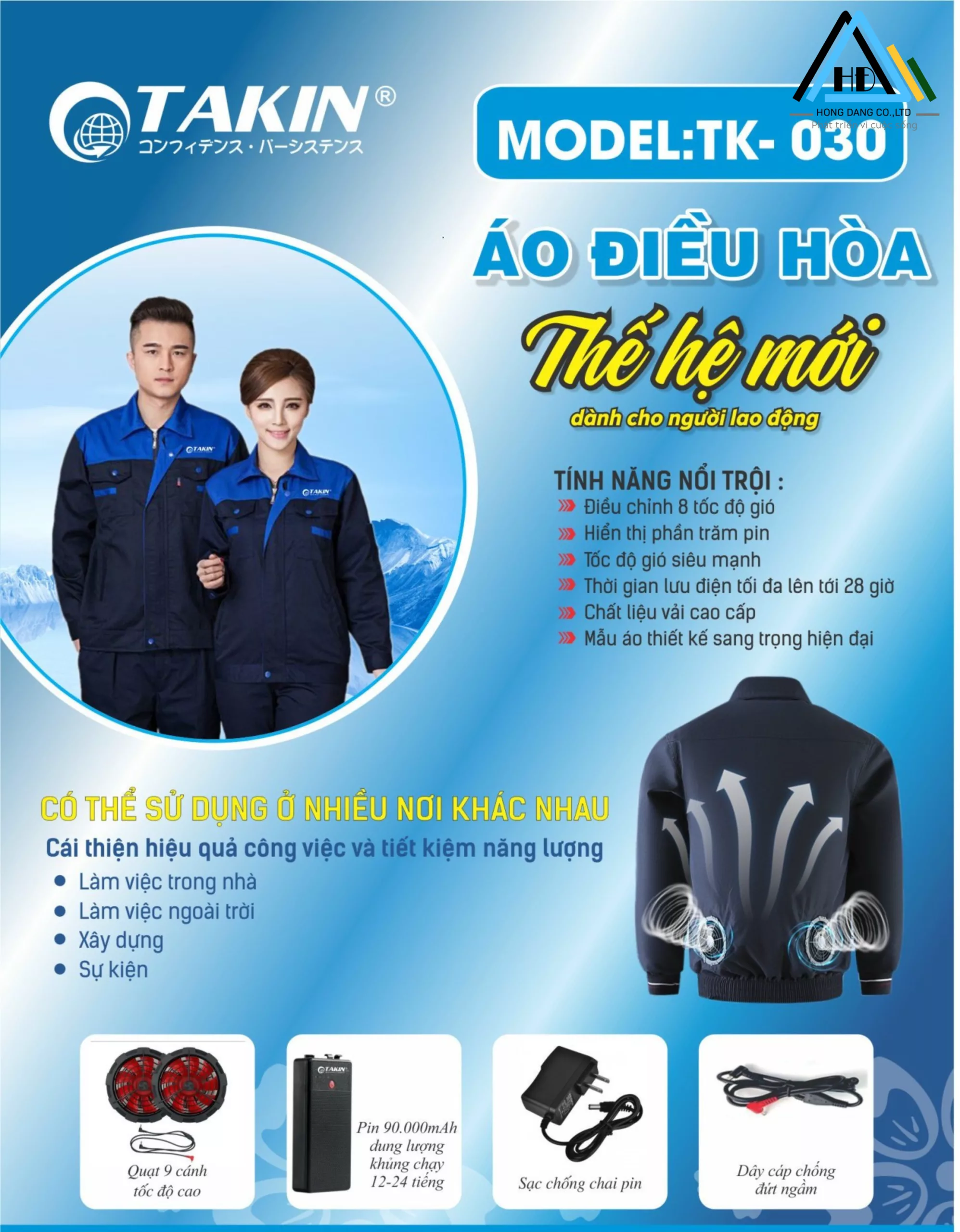 Bộ Áo +pin điều Hoà Takin